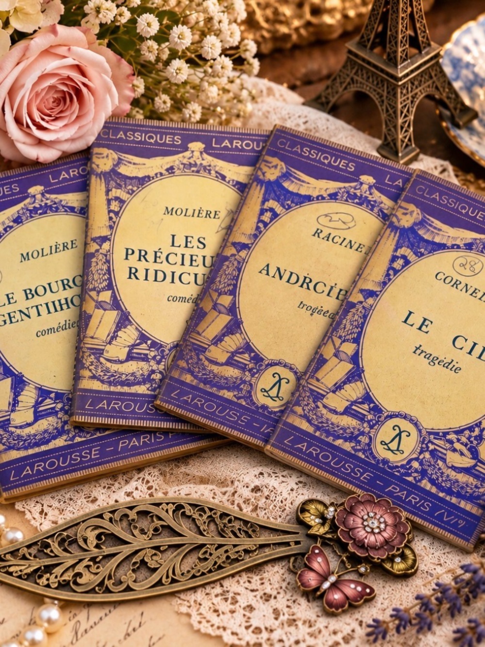 Vintage Larousse French Classics Set of 4 Molière Racine Corneille Paris